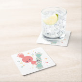 Kawaii Smiling Snoep Vierkant Papier Onderzetter (Insitu)