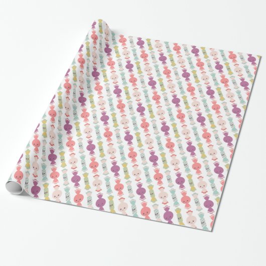 Kawaii Smiling Snoep Wrapping Paper Cadeaupapier (Uitgerold)