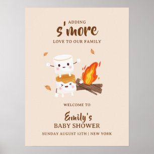 Kawaii S'more Love Campfire Baby shower Welkom Poster