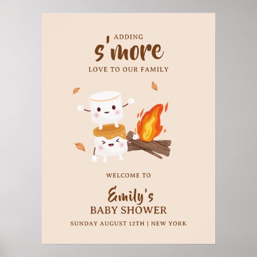 Kawaii S'more Love Campfire Baby shower Welkom Poster (Voorkant)