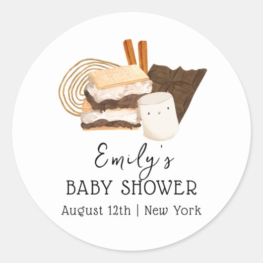 Kawaii S'more Love & Fun Baby shower Ronde Sticker (Voorkant)
