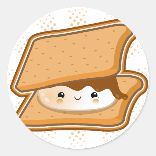 Kawaii Smore Ronde Sticker (Voorkant)