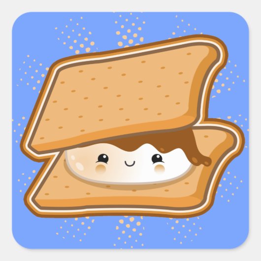 Kawaii Smore Vierkante Sticker (Voorkant)