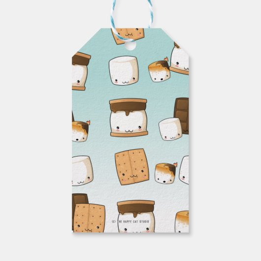 Kawaii S'mores Camping Verjaardag Hartelijk dank Cadeaulabel (Achterkant)