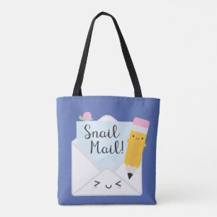 Kawaii Snail-post omkeerbaar Tote Bag
