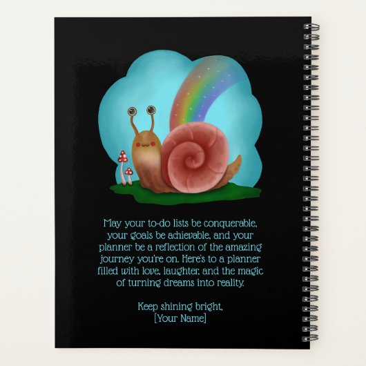 Kawaii Snail Schattige gepersonaliseerd Planner (Achterkant)