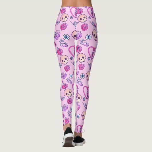 Kawaii Snakes en Rozen pasteelGothic Leggings (Achterkant)