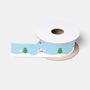 Kawaii Sneeuwdag met Bunny & Beer Kerstmis Satijnen Lint