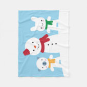 Kawaii Sneeuwdag met Konijn & Beer Fleece Deken (Voorkant)
