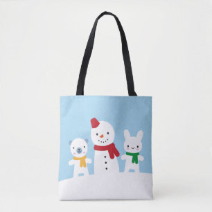Kawaii Sneeuwdag met Konijn & Beer Tote Bag