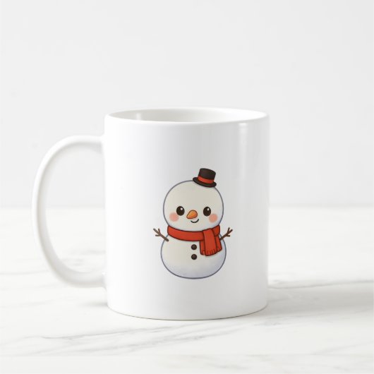 Kawaii Sneeuwman Kerstmoker Koffiemok (Links)