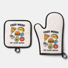 Kawaii Snelvoedsel Stemmingspatronen Ovenwant & Pannenlap Set