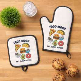 Kawaii Snelvoedsel Stemmingspatronen Ovenwant & Pannenlap Set
