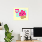 Kawaii Snoep Cupcake Poster (Thuiskantoor)