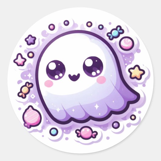 Kawaii Snoep Ghost Craft Sticker Schattige Spooky  (Voorkant)