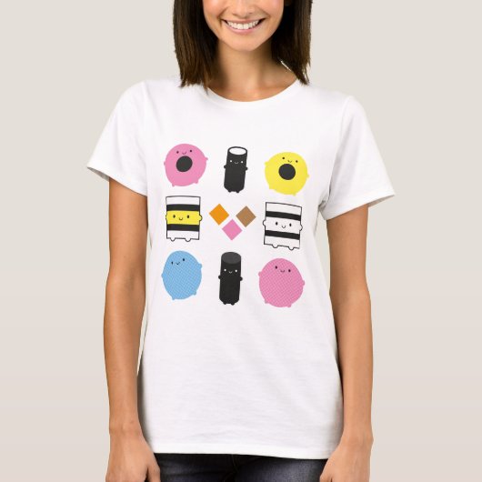 Kawaii Snoep Licorice Allsorts T-shirt (Voorkant)