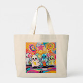 Kawaii Snoep Parade Kleurrijke Schattigee Cartoon Grote Tote Bag (Achterkant)