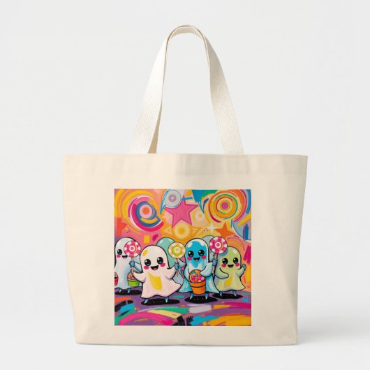 Kawaii Snoep Parade Kleurrijke Schattigee Cartoon Grote Tote Bag (Voorkant)