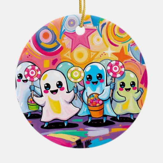 Kawaii Snoep Parade Kleurrijke Schattigee Cartoon Keramisch Ornament (Voorkant)