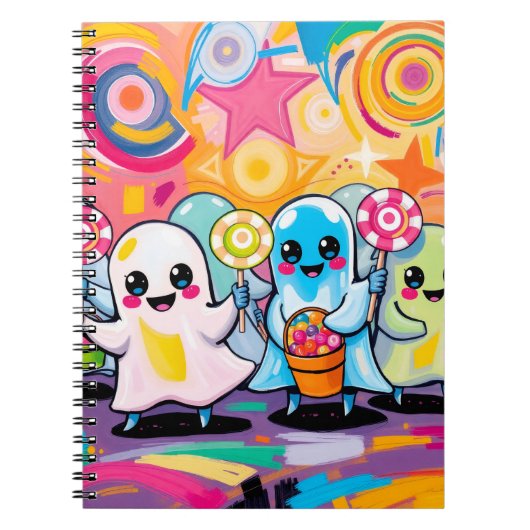 Kawaii Snoep Parade Kleurrijke Schattigee Cartoon Notitieboek (Voorkant)