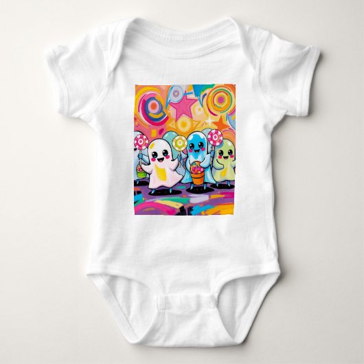 Kawaii Snoep Parade Kleurrijke Schattigee Cartoon Romper (Voorkant)
