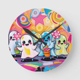 Kawaii Snoep Parade Kleurrijke Schattigee Cartoon Ronde Klok