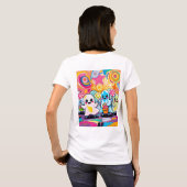 Kawaii Snoep Parade Kleurrijke Schattigee Cartoon T-shirt (Achterkant volledig)