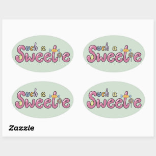 Kawaii Snoep Thema Motief Ovale Sticker