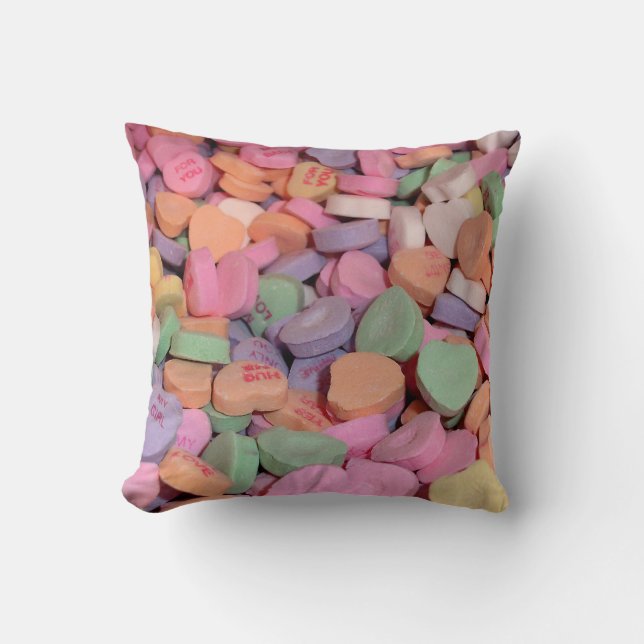 Kawaii Snoep Valentijn Conversation Hearts Kussen (Voorkant)