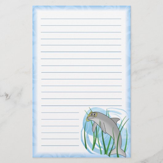 Kawaii Snorkel Dolphin Stationery Briefpapier (Voorkant)