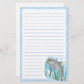 Kawaii Snorkel Dolphin Stationery Briefpapier (Voorkant / Achterkant)
