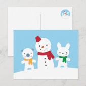 Kawaii Snow Day with Bunny & Bear Briefkaart (Voorkant / Achterkant)