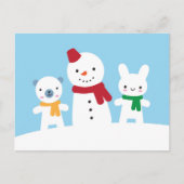 Kawaii Snow Day with Bunny & Bear Briefkaart (Voorkant)