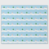 Kawaii Snow Day with Bunny & Bear Christmas Cadeaupapier (Vlak)