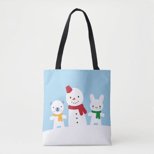 Kawaii Snow Day with Bunny & Bear Tote Bag (Voorkant)