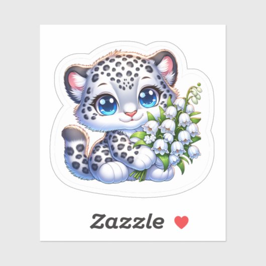 Kawaii Snow Leopard Big Cat Anime Stickers (Vel)