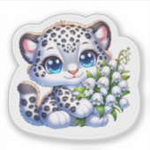 Kawaii Snow Leopard Big Cat Anime Stickers (Voorkant)