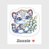 Kawaii Snow Leopard Big Cat Anime Stickers (Vel)