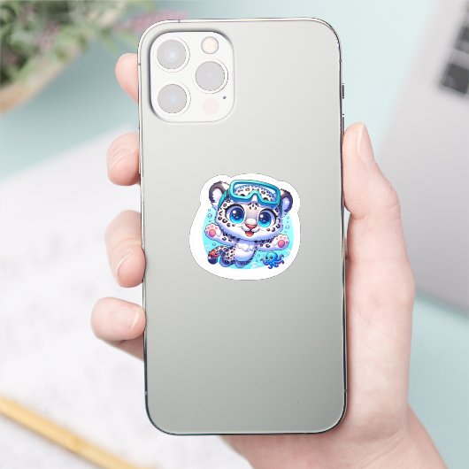 Kawaii Snow Leopard Stickers (Telefoon)