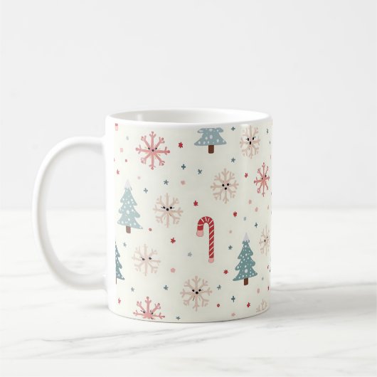 Kawaii Snowflakes-patroon Koffiemok (Links)