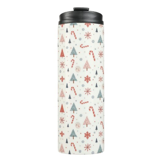 Kawaii Snowflakes-patroon Thermosbeker (Voorkant)