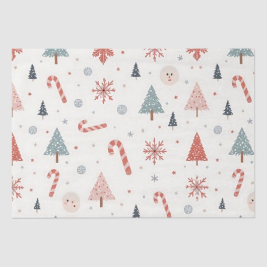 Kawaii Snowflakes-patroon Tissuepapier (Voorkant)