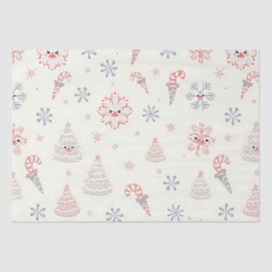 Kawaii Snowflakes-patroon Tissuepapier (Voorkant)