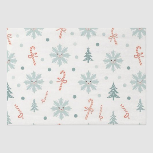 Kawaii Snowflakes-patroon Tissuepapier (Voorkant)