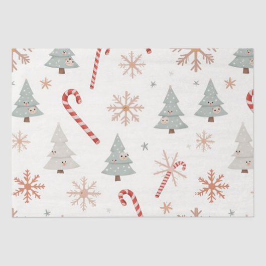 Kawaii Snowflakes-patroon Tissuepapier (Voorkant)