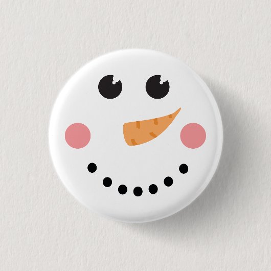 Kawaii Snowman Face met wortelneus Ronde Button 3,2 Cm (Voorkant)