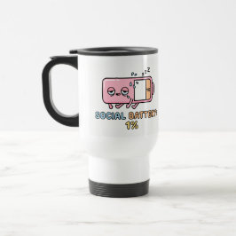 Kawaii sociale batterij 1% Grappige introvert ener Reisbeker
