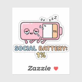Kawaii sociale batterij 1% Grappige introvert ener Sticker