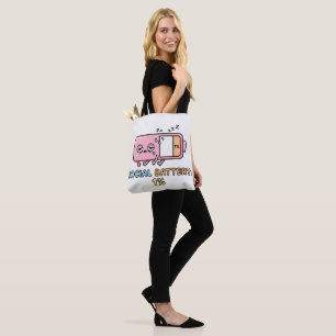 Kawaii Sociale Batterij 1% Grappige Introvert Ener Tote Bag