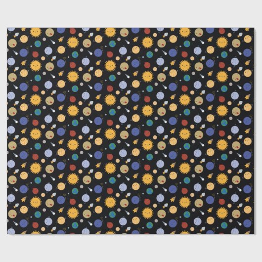 Kawaii Solar System Cadeaupapier (Vlak)